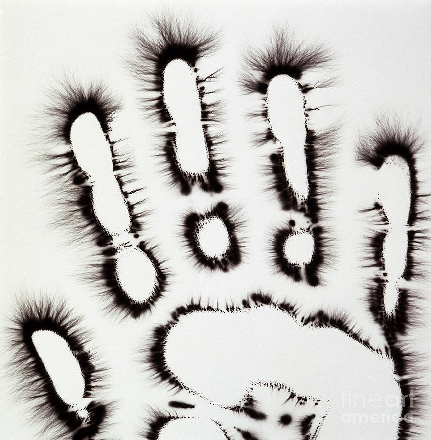 Kirlian Handprint Photograph by Gerhard Stief