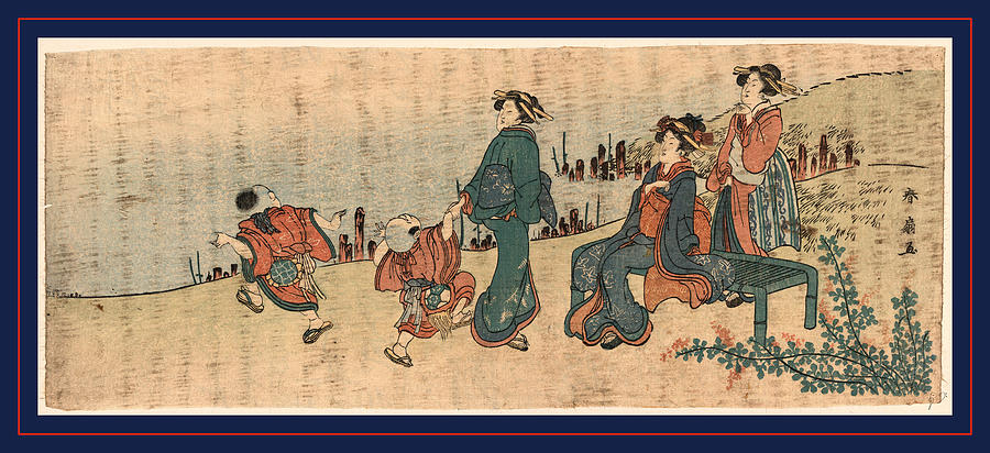 1830 Drawing - Kishibe No Hagi, Bushclover On The Riverbank by Katsukawa Shunsen (1762-1830), Japanese