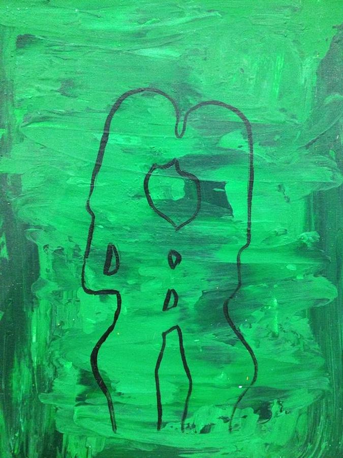 Abstract Painting - Kiss and Tell Rainbow Series Green by Jade Masters