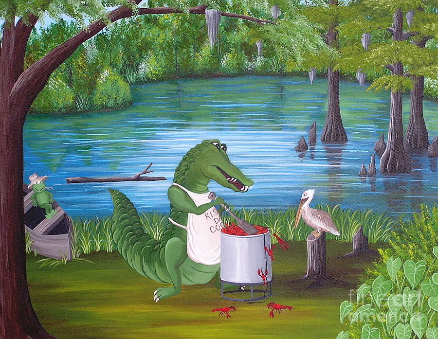 Alligator Painting - Kiss Da Cook by Valerie Carpenter