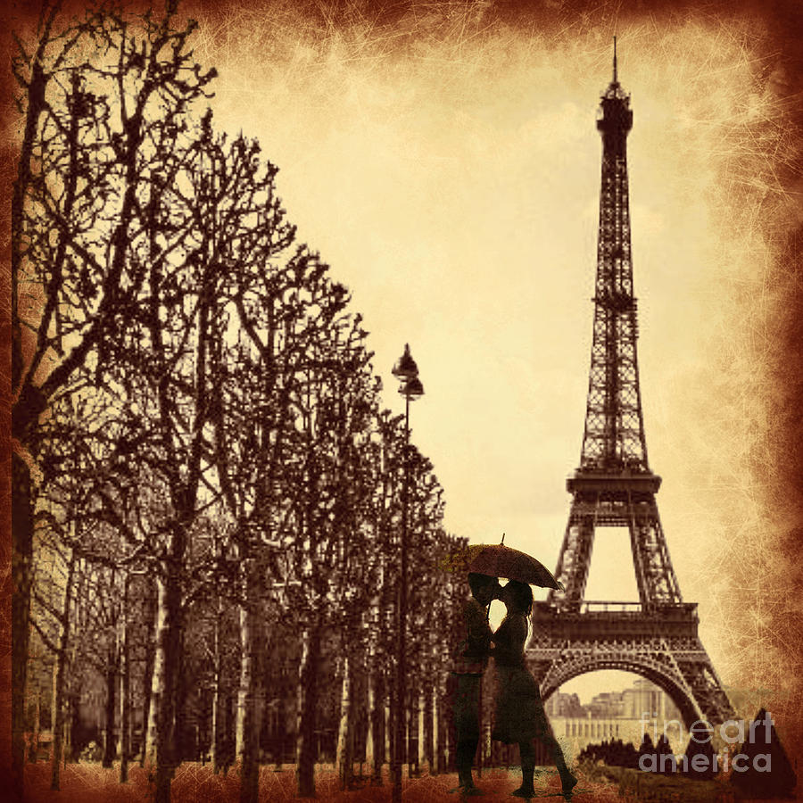 Kiss in Paris Digital Art by Mindy Bench