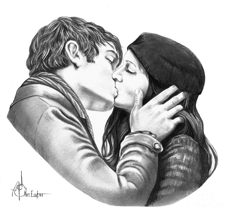 Kiss of Love Drawing by Murphy Elliott
