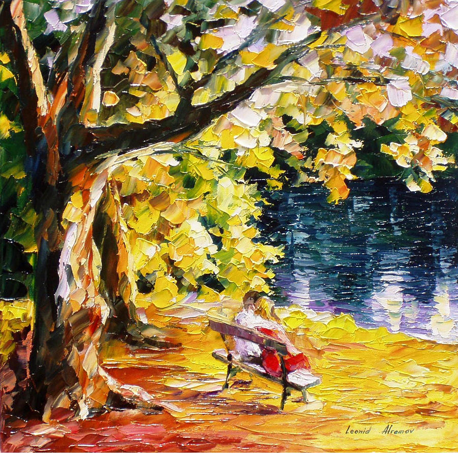 Kisses On The Bench - PALETTE KNIFE Oil Painting On Canvas By Leonid ...