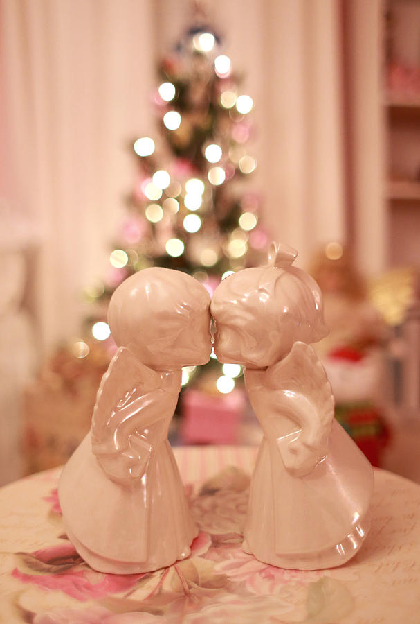 Kissing Christmas Angels Photograph by Barbara West