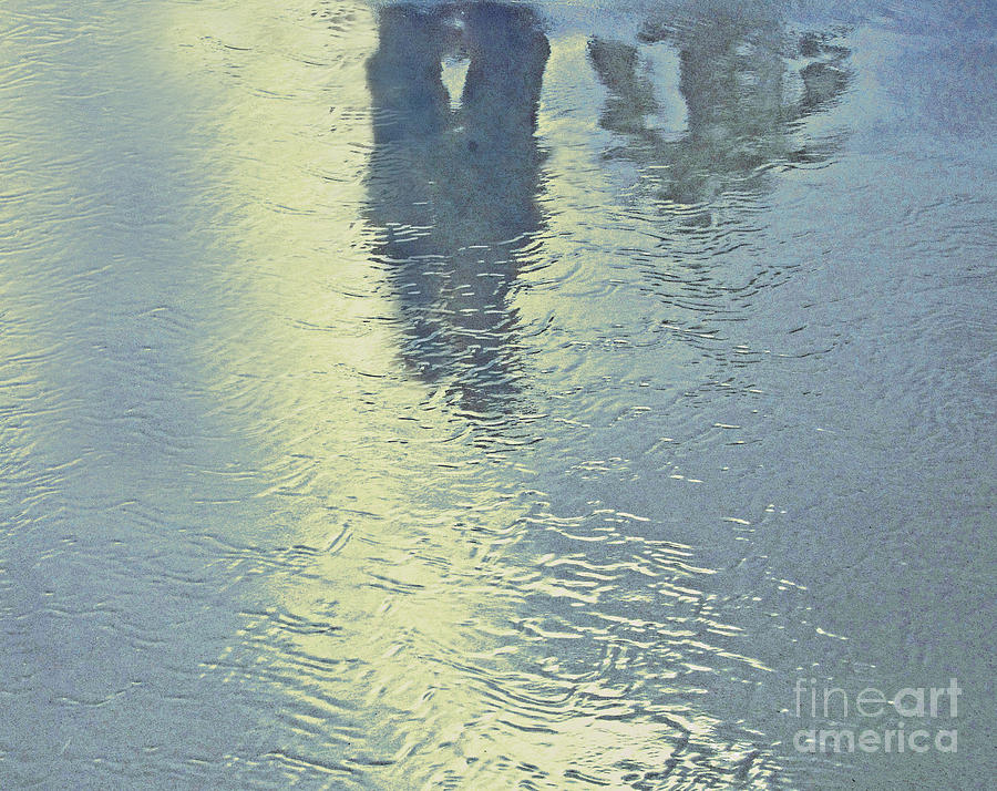 Summer Photograph - Kissing Couple With Palm Reflection by Cindy Lee Longhini