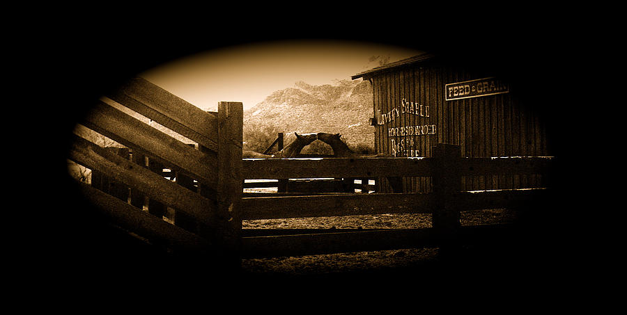 Kissing horses Joe Kidd set Old Tucson Arizona 1972-2008 Photograph by David Lee Guss