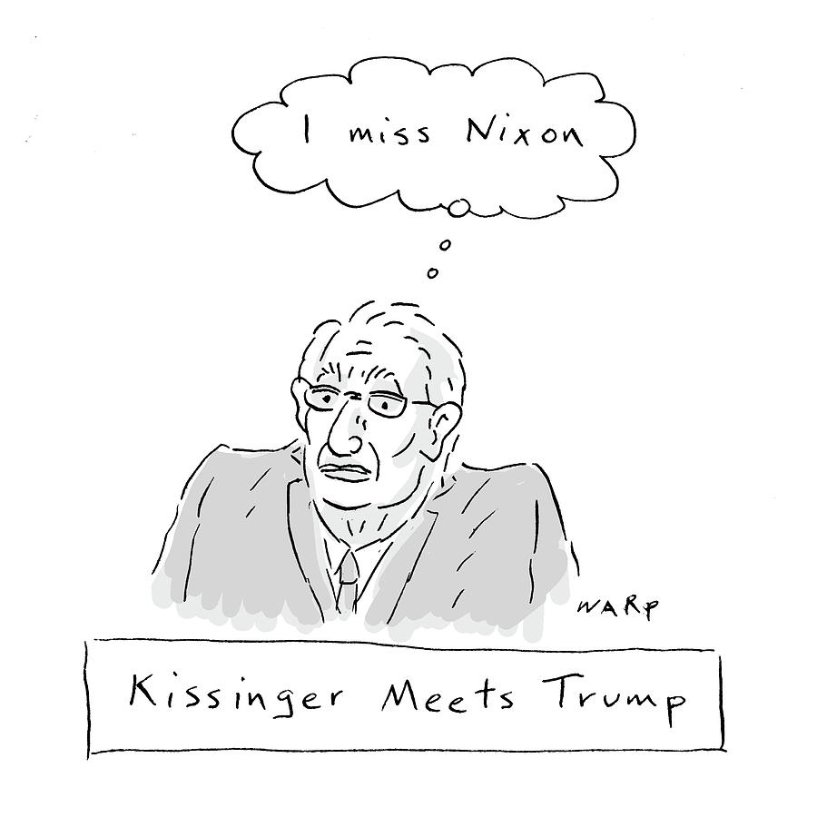 Kissinger Meets Trump Drawing by Kim Warp