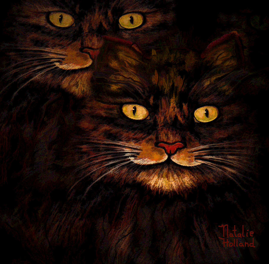 Cat Mixed Media - Kit and Kat by Natalie Holland