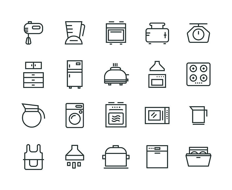 Kitchen Appliance Icon Set Drawing by Enis Aksoy