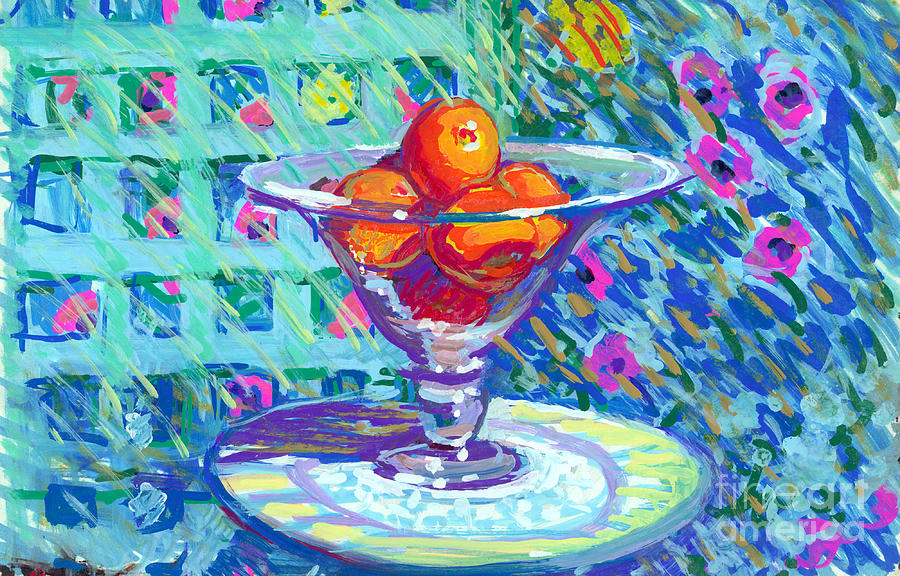 kitchen table greece oranges painting
