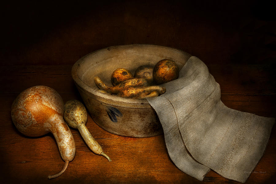 Vegetable Photograph - Kitchen - Vegetable - A still life with gourds by Mike Savad