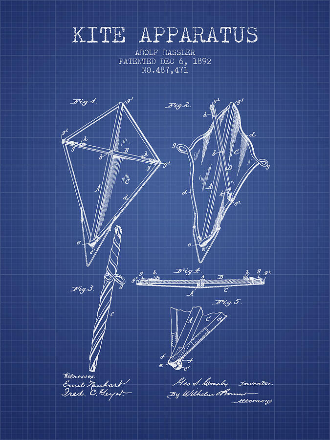 Kite Apparatus Patent From 1892 Blueprint Digital Art By Aged Pixel Fine Art America 2791