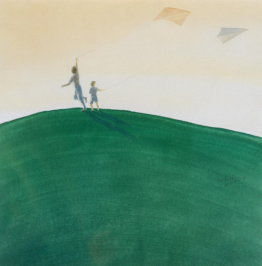 Nature Painting - Kite Flying by Lincoln Seligman