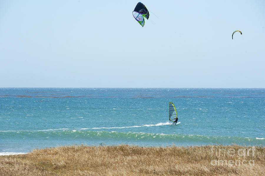 Kite Surfing and Wind Surfing Central Coast San Simeon California Photograph by Artist and Photographer Laura Wrede