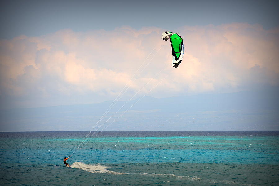 Kite Surfing at Kiholo Photograph by Lori Seaman