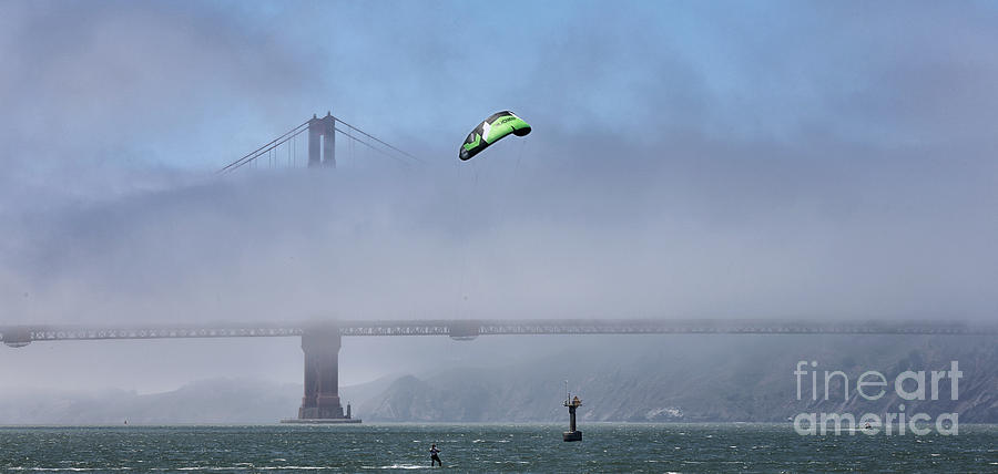 Kite Surfing Golden Gate Photograph by Chuck Kuhn