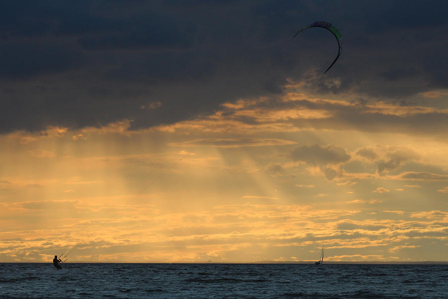 Kite Surfing West Meadow Beach New York Photograph by Bob Savage