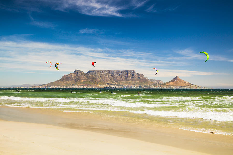 Kitebarding near Table Mountain and Cape Town in South Africa Photograph by Spooh