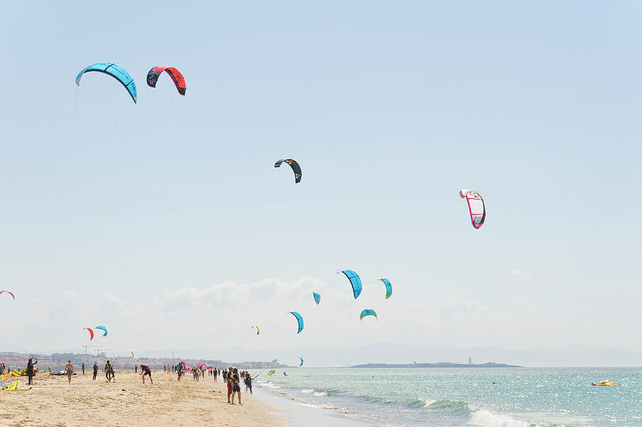 Kitesurfers, Playa De Los Lances Photograph by John Harper Kitesurfers, Playa De Los Lances Photograph by John Harper