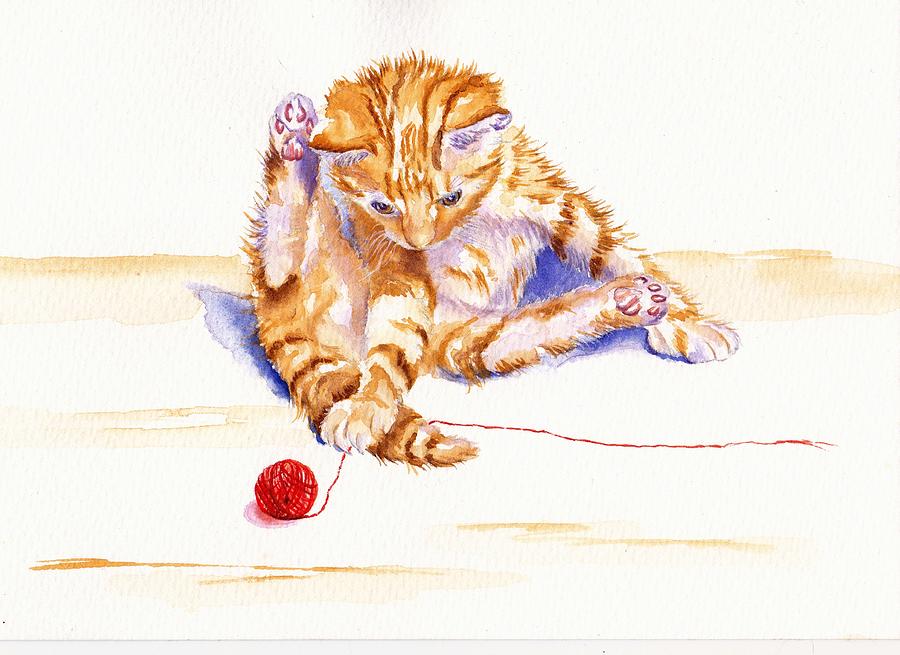 Kitten Interrupted Painting by Debra Hall