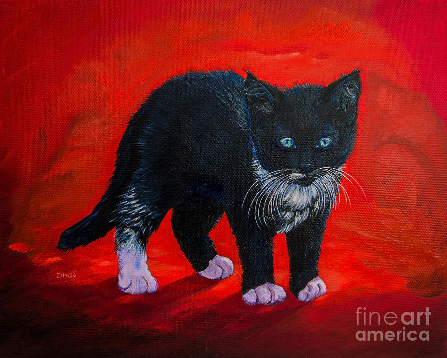 Cat Painting - Kitten by Zina Stromberg