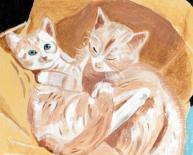 Kittens Painting by Audrey Pollitt