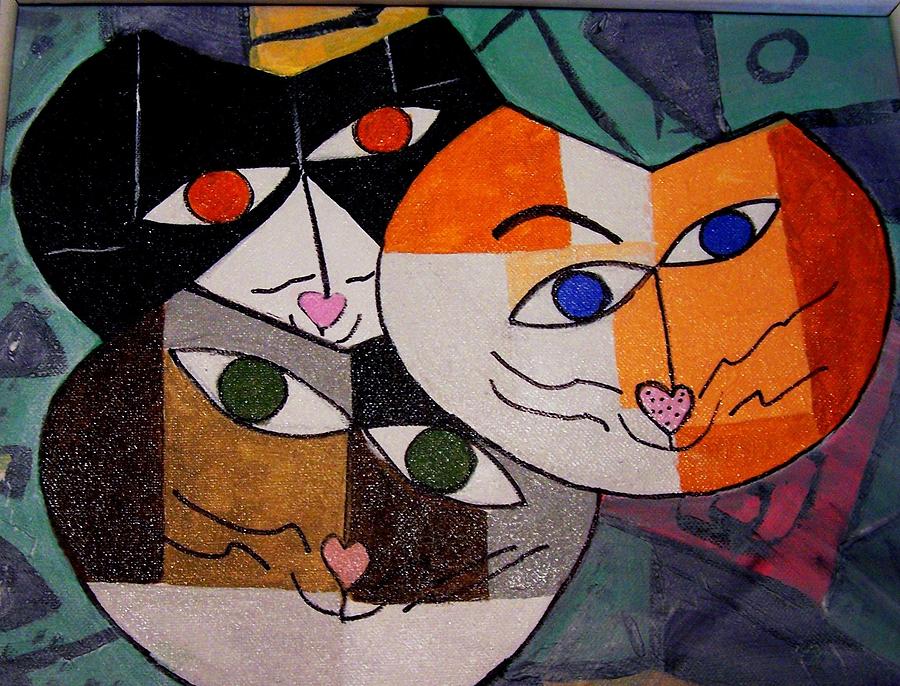 Kittens on the Klees Painting by Sharon Bock