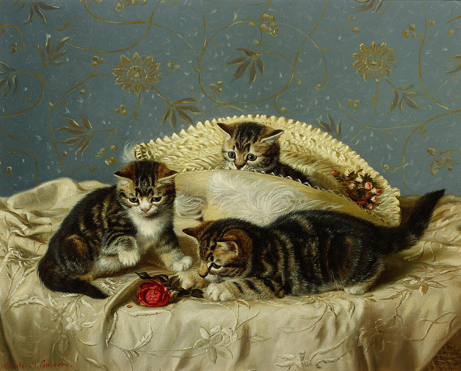 Cat Painting - Kittens up to Mischief by HH Couldery