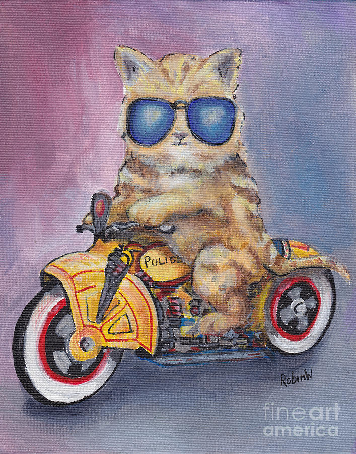 Kitty Cop Painting by Robin Wiesneth