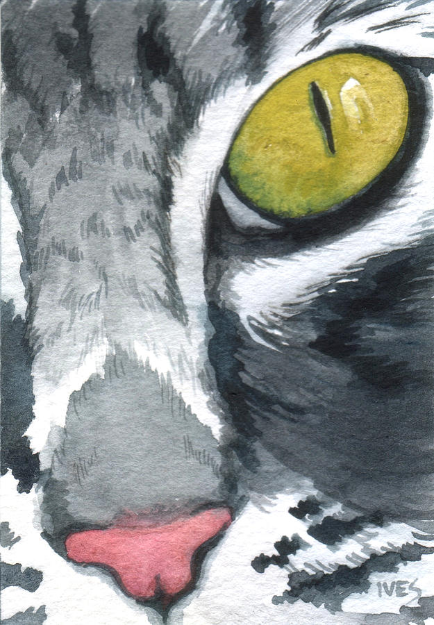 Cat Painting - Kitty Face by Rebecca Ives