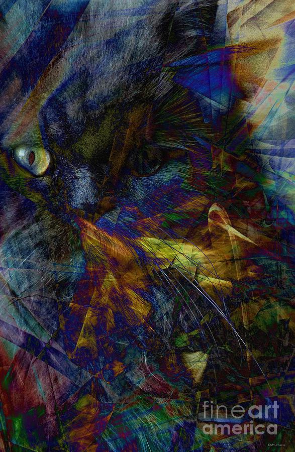 Kitty In A Mess Of Color Digital Art by Elizabeth McTaggart