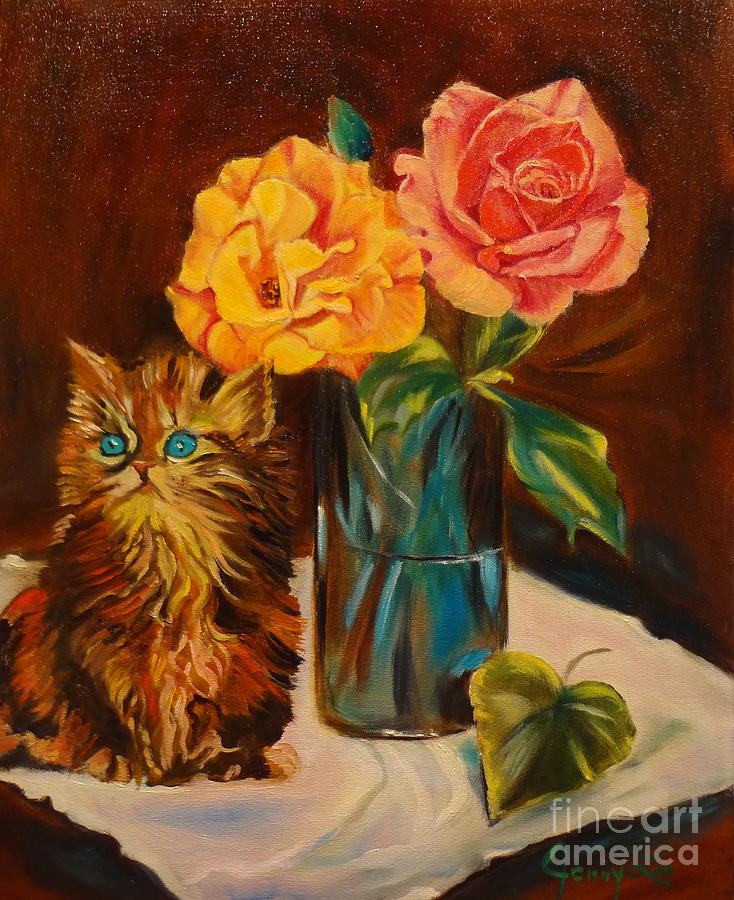 Kitty Kitty Painting by Jenny Lee