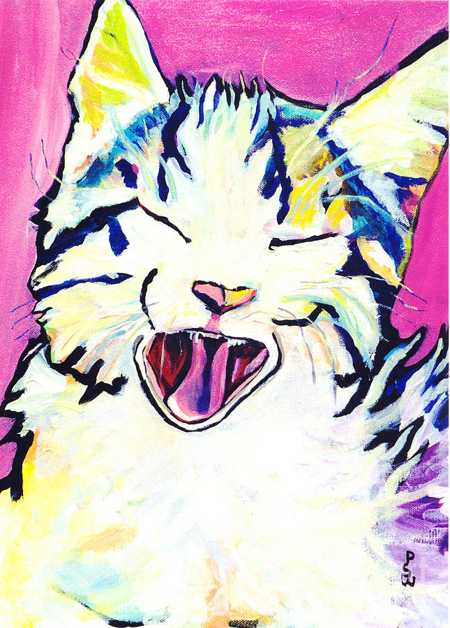 Cat Painting - Kitty Kry by Pat Saunders-White