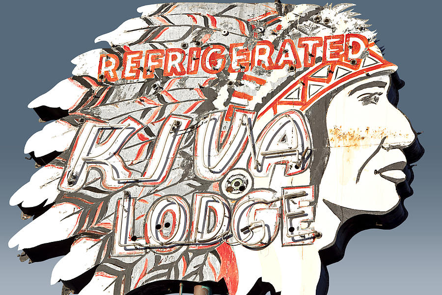Sign Photograph - Kiva Lodge Motel Vintage Neon Sign in Mesa Arizona by John Wayland