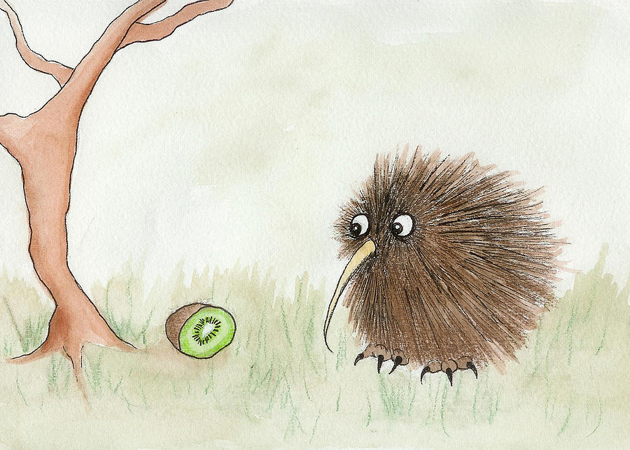 Kiwi Painting - Kiwi Bird and Kiwi Fruit by Melissa Rohr Gindling