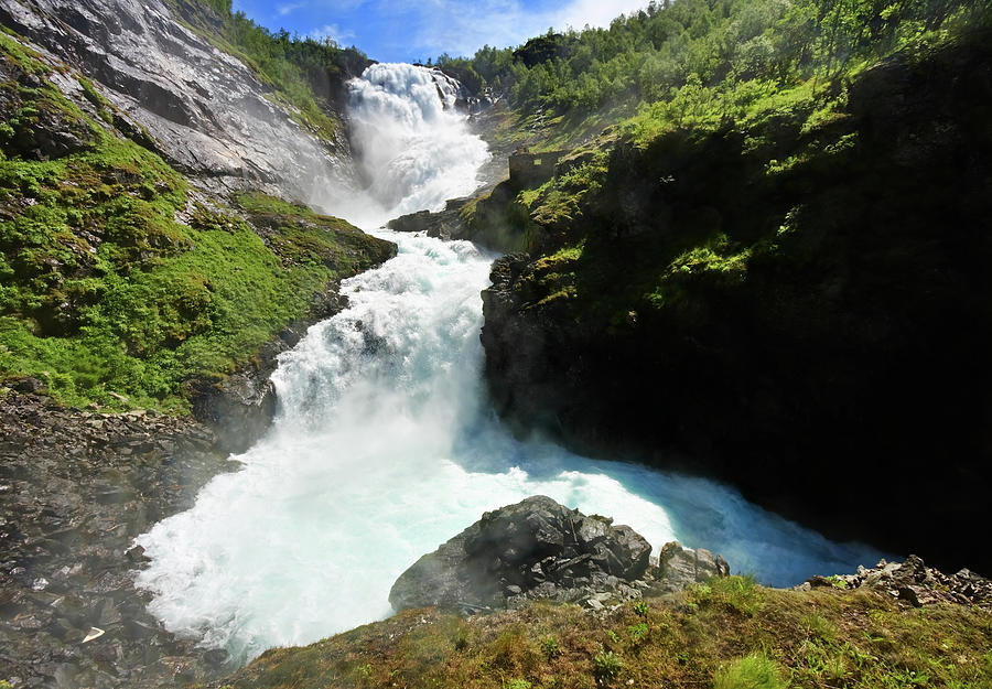 Kjosfossen Waterfall, Norway Photograph by Rusm