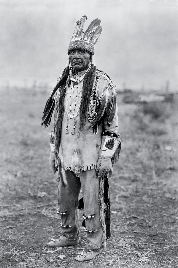Edward Sheriff Curtis Photograph - Klamath Indian Man circa 1923 by Aged Pixel