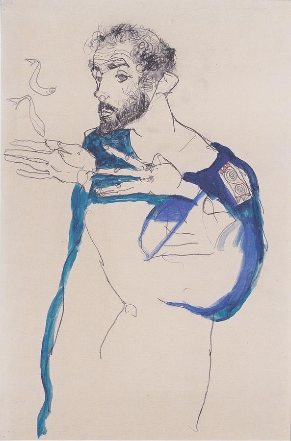 Klimt in a light Blue Smock Painting by Celestial Images
