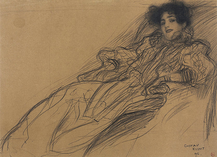 Klimt Young Woman, 1896 Drawing by Granger