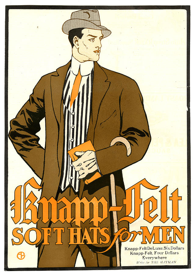 1910s Drawing - Knapp Felt 1910s Usa Mens Hats by The Advertising Archives