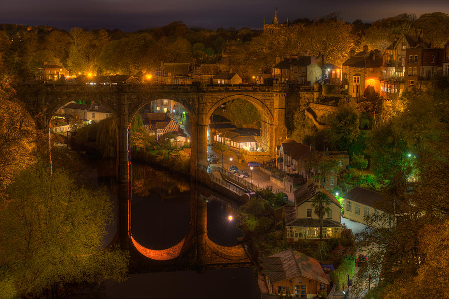 Knaresbrough Viaduct at Night Reflection Photograph by Dennis Dame