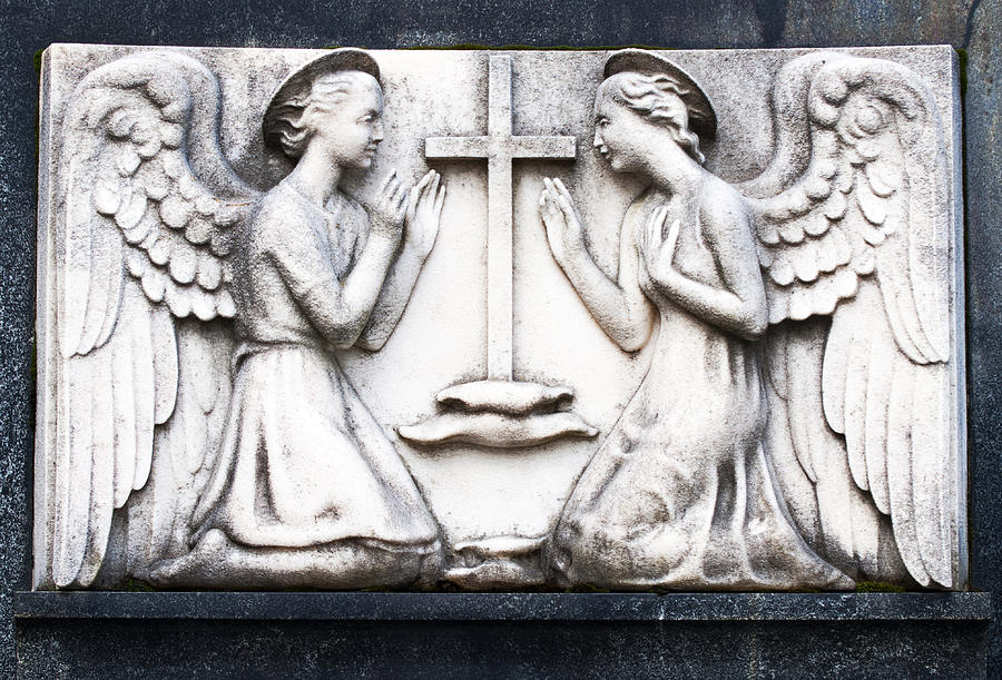 Kneeling Angels Monumental Cemetery Milan Italy Photograph