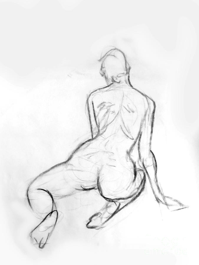 Kneeling Female Nude Drawing