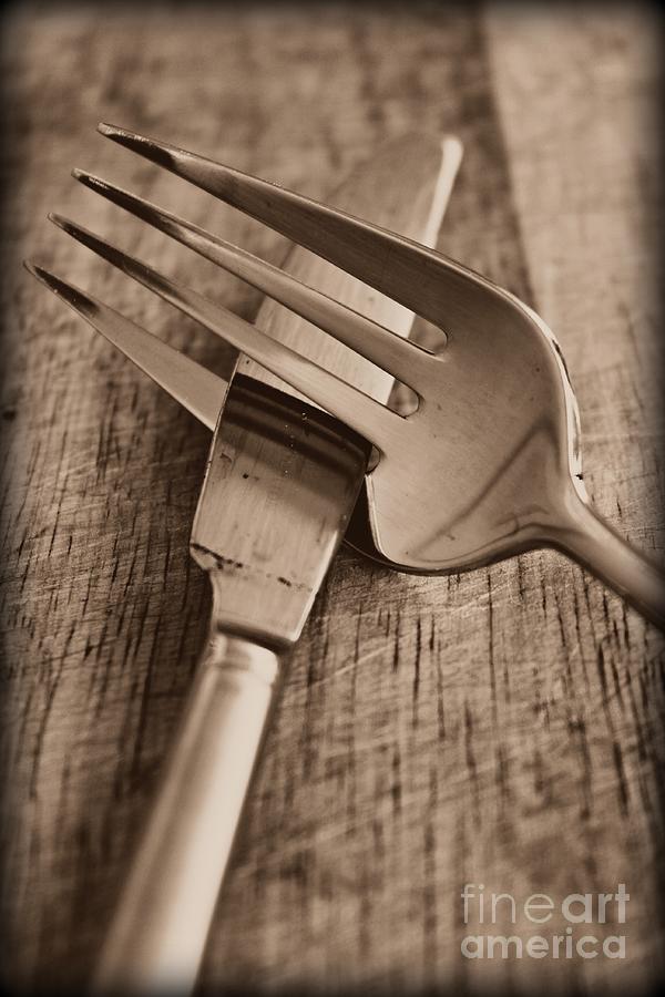 Knife Photograph - Knife And Fork by Clare Bevan Knife Photograph - Knife And Fork by Clare Bevan