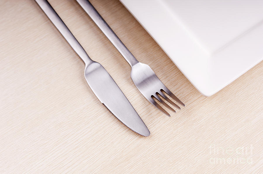 Knife Fork And Plate Photograph