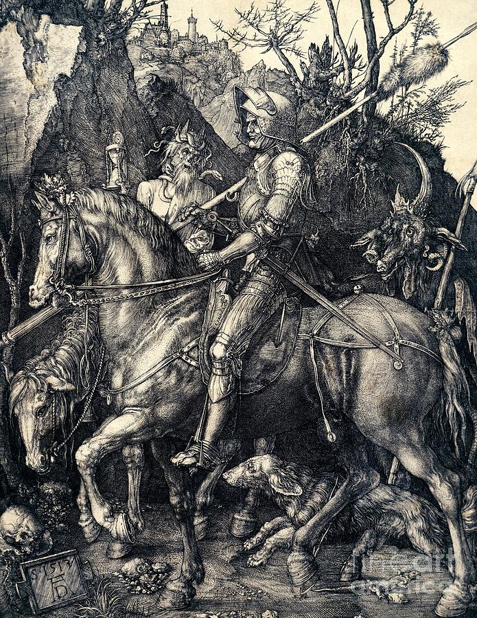 Knight Drawing - Knight Death and the Devil by Albrecht Durer