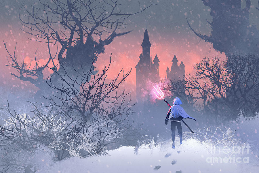 Forest Digital Art - Knight With Trident In Winter by Tithi Luadthong Forest Digital Art - Knight With Trident In Winter by Tithi Luadthong