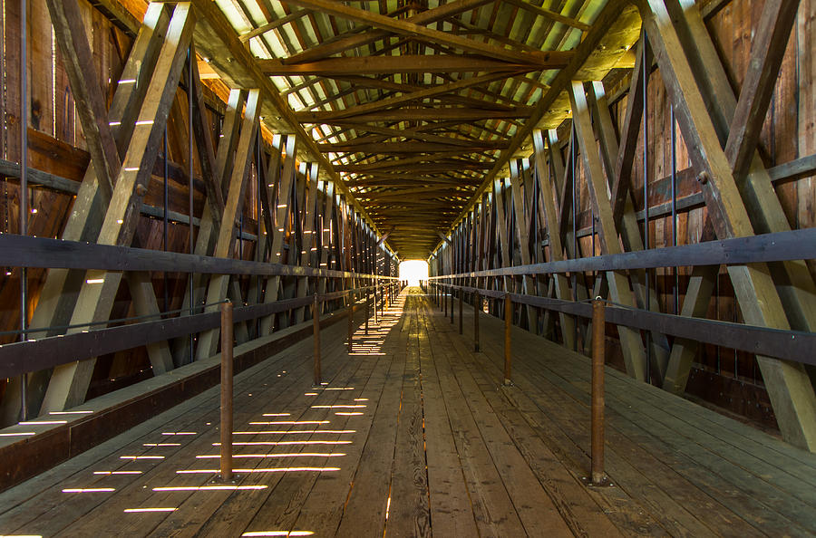 Knights Ferry Covered Bridge Color Photograph by Marc Crumpler