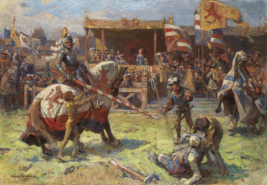 Knights Tournament Painting by Zygmunt Ajdukiewicz