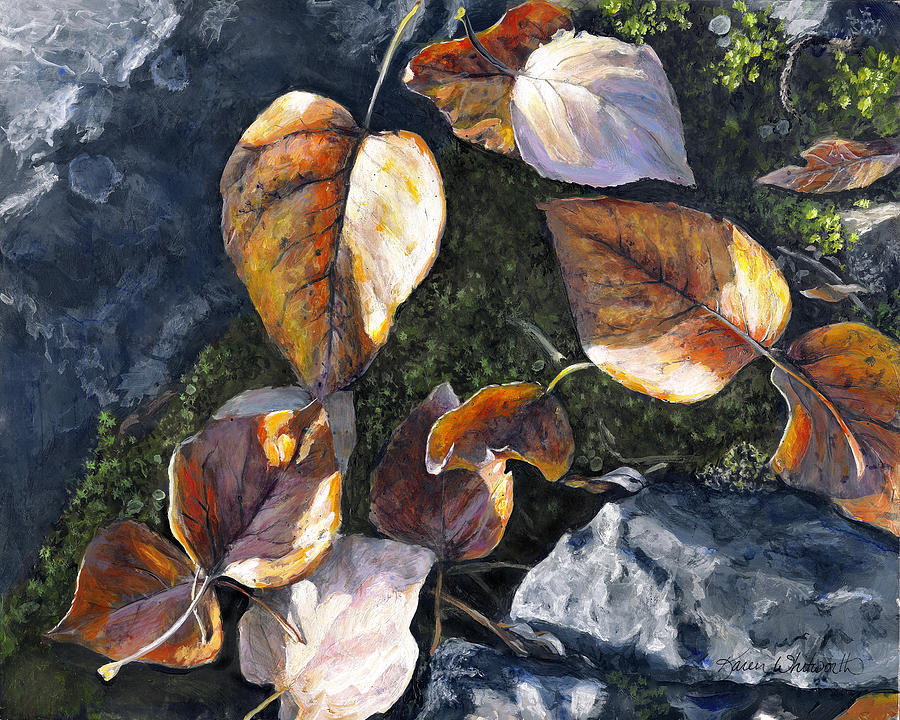 Knik River Autumn Leaves Painting by K Whitworth